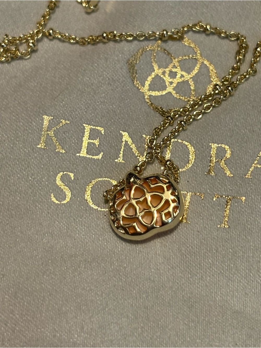 New Kendra Scott Gold Pumpkin Halloween Necklace in Orange - Picture 2 of 2